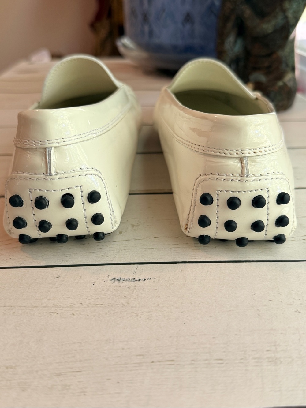 Tod's | City Gommino White Patent Leather Loafers - Picture 8 of 14